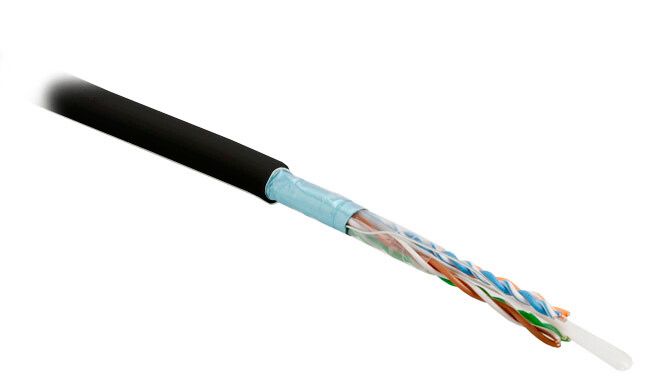 Hyperline FUTP4-C5E-S24-IN-PVC-BK-305 (305 м) Кабель витая пара, экранированная F/UTP, категория 5e, 4 пары (24 AWG), одножильный (solid), экран - фольга, PVC, –20°C – +75°C, черный купить с доставкой по РФ