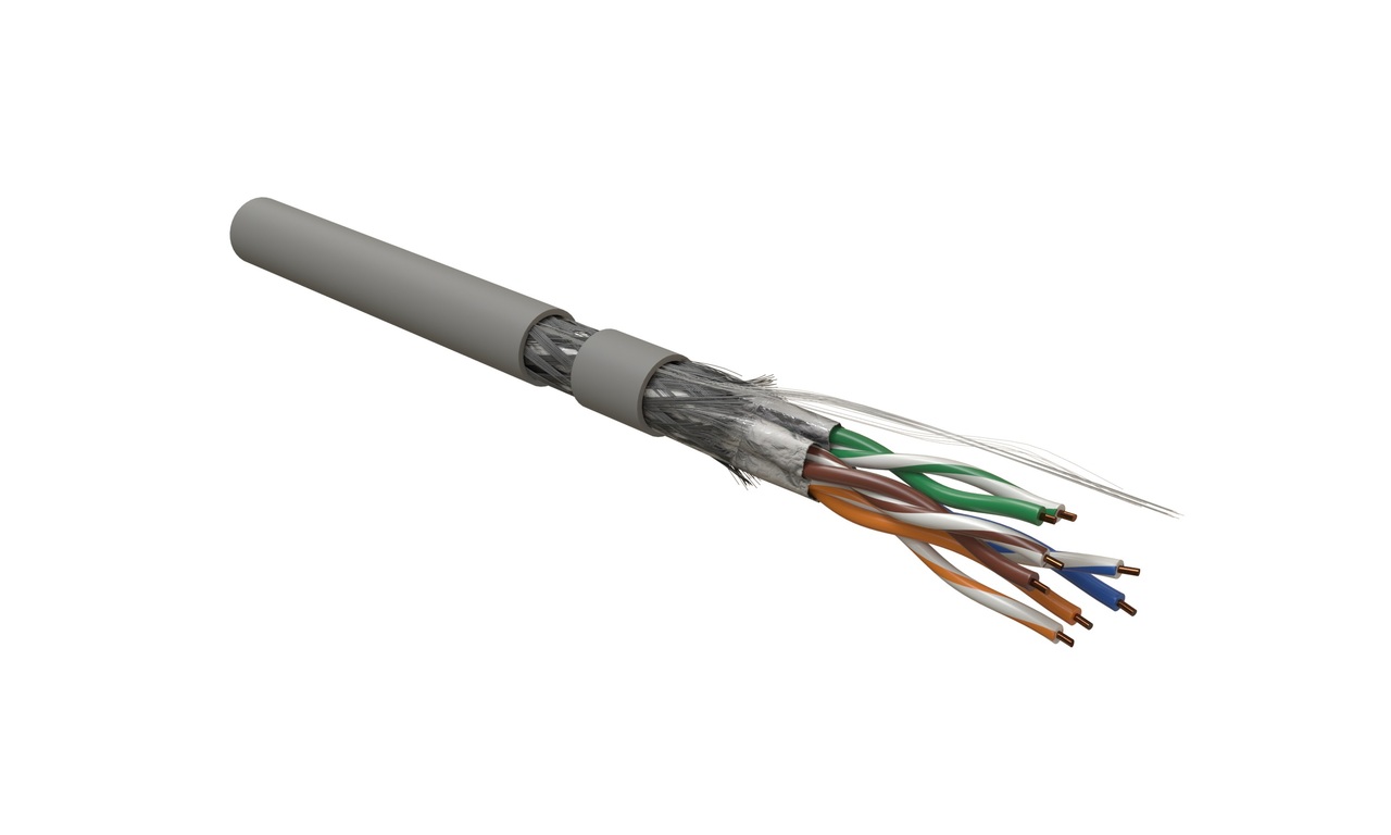 Кабель витая пара Hyperline SFTP4-C7-S23-IN-LSZH-GY-500 (500 м)  одножильный (solid), LSZH (нг(А)-HF), серый купить с доставкой по РФ