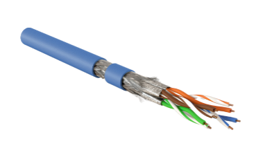 Кабель витая пара Hyperline SFTP4-C7A-S23-IN-LSZH-BL-500 (500 м)  одножильный (solid), LSZH (нг(А)-HF), синий купить с доставкой по РФ