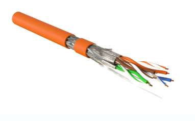 Кабель витая пара Hyperline SFTP4-C7A-S23-IN-LSZH-OR-500 (500 м)  одножильный (solid), LSZH (нг(А)-HF), оранжевый купить с доставкой по РФ