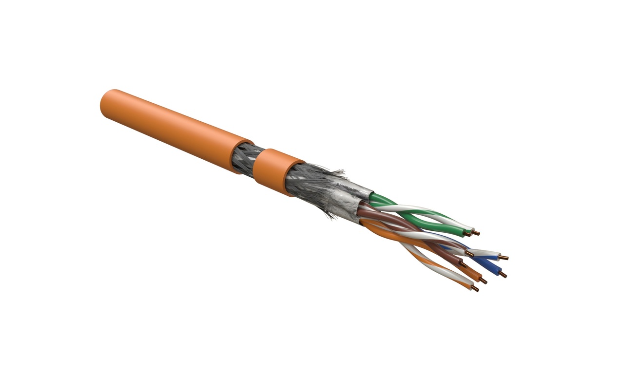 Кабель витая пара Hyperline SFTP4-C8.1-S23-IN-LSZH-OR-500 (500 м)  одножильный (solid), LSZH (нг(А)-HF), –40°C – +80°C, оранжевый купить с доставкой по РФ
