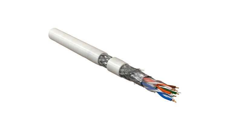 Hyperline SFUTP4-C5E-P26-IN-LSZH-WH-305 (305 м) Кабель витая пара, экранированная SF/UTP, категория 5e, 4 пары (26 AWG), многожильный (patch), экран-фольга+мед. оплетка, LSZH, –20°C–+75°C, белый купить с доставкой по РФ