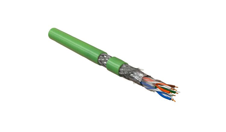 Hyperline SFUTP4-C5E-P26-IN-PVC-GY-305 (305 м) Кабель витая пара, экранированная SF/UTP, категория 5e, 4 пары (26 AWG), многожильный (patch), экран - фольга + медная оплетка, PVC, –20°C – +75°C, серый купить с доставкой по РФ