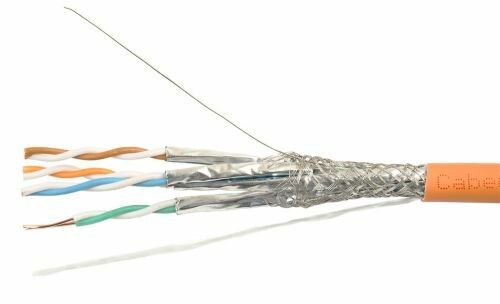 Hyperline SFUTP4-C5E-S24-IN-LSZH-OR-305 (305 м) Кабель витая пара SF/UTP, категория 5e, 4 пары (24 AWG), одножильный (solid), экран - фольга + медная оплетка, LSZH, –20°C – +75°C, оранжевый купить с доставкой по РФ