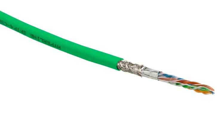 Hyperline SFUTP4-C5E-S24-IN-PVC-GN-305 (305 м) Кабель витая пара SF/UTP, категория 5e, 4 пары(24 AWG), одножильный(solid), экран - фольга + медная оплетка, PVC, –20°C – +75°C, зеленый купить с доставкой по РФ