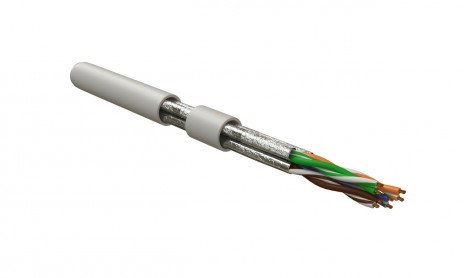 Кабель витая пара Hyperline UFTP4-C6-P26-IN-LSZH-GY-500 (500 м)  экранированная U/FTP, категория 6, 4 пары (26 AWG), многожильный (patch), каждая пара в фольге, LSZH, серый купить с доставкой по РФ