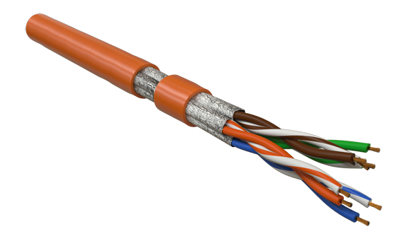 Кабель витая пара Hyperline UFTP4-C6-P26-IN-LSZH-OR-500 (500 м) экранированная U/FTP, категория 6, 4 пары (26 AWG), многожильный (patch), каждая пара в фольге, LSZH, оранжевый купить с доставкой по РФ