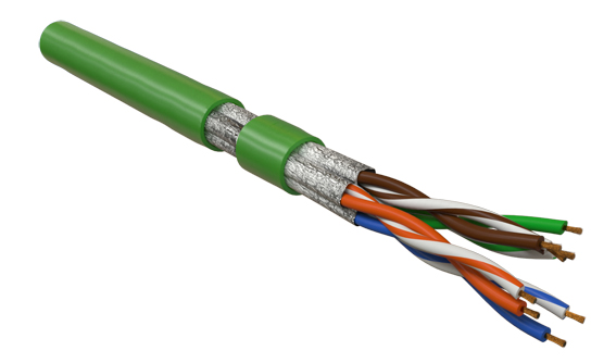 Кабель витая пара Hyperline UFTP4-C6A-S23-IN-LSLTX-GR-305 (305 м)  U/FTP, категория 6A, 4 пары (23 AWG), одножильный (solid), каждая пара в экране, без общего экрана, нг(А)-LSLTx, внутренний, зеленый купить с доставкой по РФ
