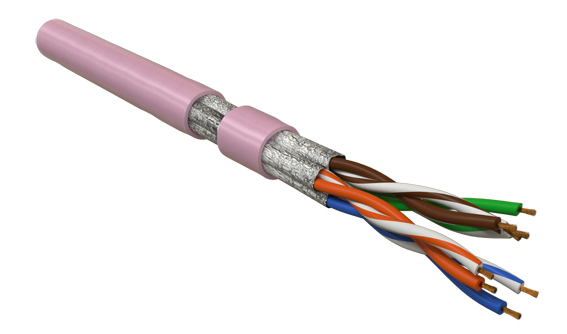 Кабель витая пара Hyperline UFTP4-C6A-S23-IN-LSZH-PK-500 (500 м)  4 пары (23AWG), одножильный (solid), каждая пара в экране, без общего экрана, нг(A)-HF, –20°C – +60°C, розовый купить с доставкой по РФ