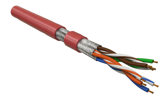 Кабель витая пара Hyperline UFTP4-C6A-S23-IN-PVC-RD-500 (500 м)  4 пары (23AWG), одножильный (solid), каждая пара в экране, без общего экрана, PVC, красный купить с доставкой по РФ