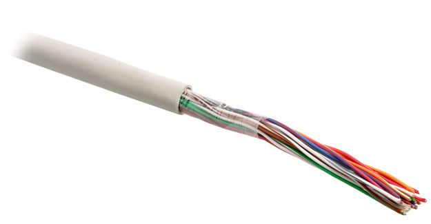 Кабель витая пара Hyperline UUTP10-C3-S26-IN-PVC-GY (UTP10-C3-SOL-26AWG-IN-PVC-GY)  не экранированная U/UTP, категория 3, 10 пар (26 AWG), одножильный (solid), PVC, –20°C - +60°C, серый купить с доставкой по РФ