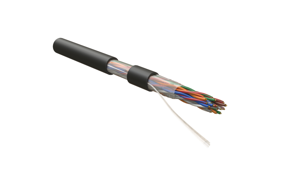 Кабель витая пара Hyperline UUTP10W-C5-S24-OUT-PE-BK неэкранированная U/UTP, категория 5, 10 пар (24 AWG), одножильный (solid), внешний, PE, -40°C – +60°C, черный купить с доставкой по РФ