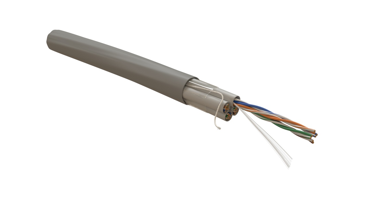 Кабель витая пара Hyperline UUTP16W-C5-S24-IN-LSZH-GY (UTP16W-C5-SOLID-IN-LSZH)   одножильный (solid), каждый 4х парник - LSZH оболочка, LSZH нг(А)-HF, –20°C - +60°C, серый купить с доставкой по РФ