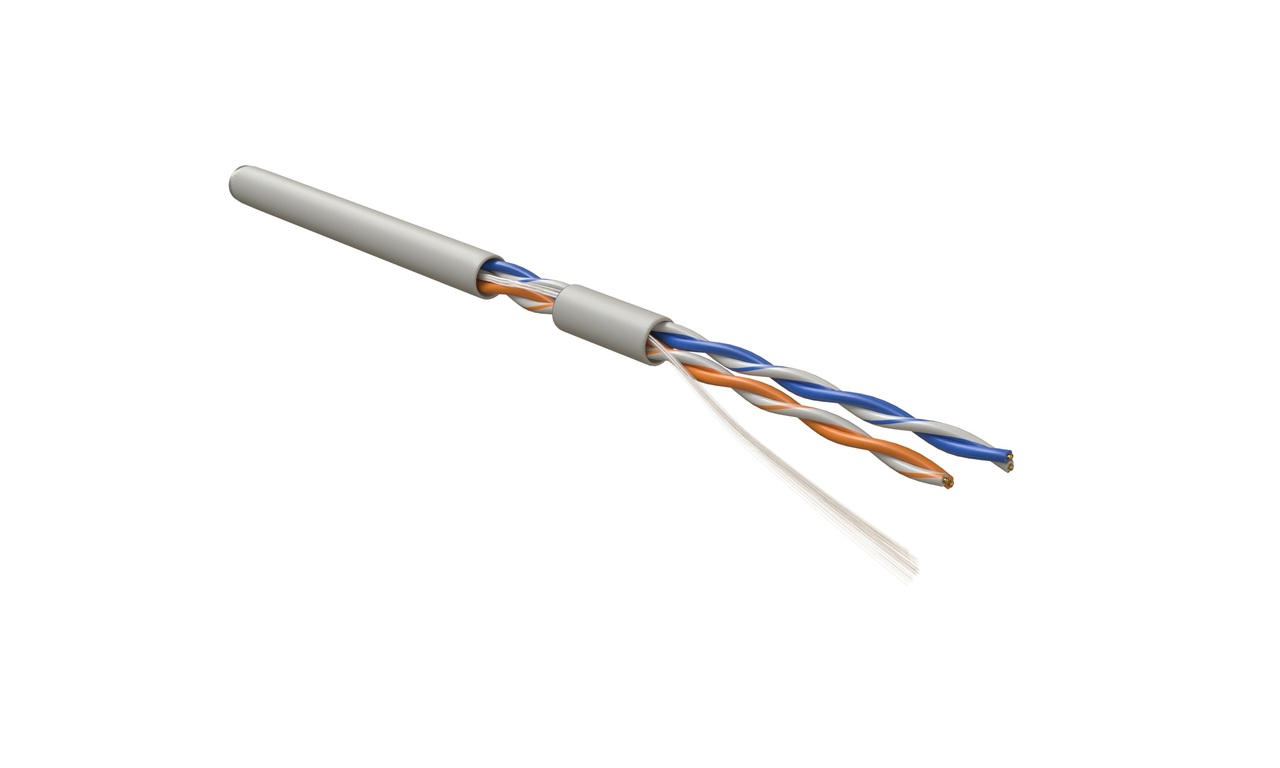 Кабель витая пара Hyperline UUTP2-C5-S24-IN-LSZH-GY-500 (500 м)  одножильный (solid), LSZH, нг(А)-HF, -20°C - +75°C, серый купить с доставкой по РФ