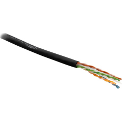 Кабель витая пара Hyperline UUTP4-C5E-P24-IN-PVC-BK-100 (100 м)   неэкранированная U/UTP, категория 5e, 4 пары (24 AWG), многожильный (patсh), PVC, -20°C – +75°C, черный купить с доставкой по РФ