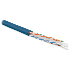 Кабель витая пара Hyperline UUTP4-C5E-P24-IN-PVC-BK-305 (305 м)  неэкранированная U/UTP, категория 5e, 4 пары (24 AWG), многожильный (patсh), PVC, -20°C – +75°C, черный купить с доставкой по РФ