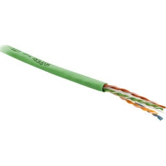 Кабель витая пара Hyperline UUTP4-C5E-P24-IN-PVC-GN-100 (100 м)  неэкранированная U/UTP, категория 5e, 4 пары (24 AWG), многожильный (patсh), PVC, -20°C – +75°C, зеленый купить с доставкой по РФ