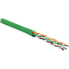 Кабель витая пара  Hyperline UUTP4-C5E-P24-IN-PVC-GN-305 (305 м)  неэкранированная U/UTP, категория 5e, 4 пары (24 AWG), многожильный (patсh), PVC, -20°C – +75°C, зеленый купить с доставкой по РФ