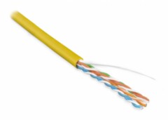 Кабель витая пара Hyperline UUTP4-C5E-P24-IN-PVC-YL-100 (100 м)  неэкранированная U/UTP, категория 5e, 4 пары (24 AWG), многожильный (patсh), PVC, -20°C – +75°C, желтый купить с доставкой по РФ