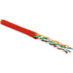 Кабель витая пара  Hyperline UUTP4-C5E-S24-IN-LSLTX-RD-305 (305 м)  неэкранированная U/UTP, категория 5e, 4 пары (24 AWG), одножильный (solid), нг(А)-LSLTx, внутренний, красный купить с доставкой по РФ