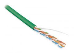 Кабель витая пара Hyperline UUTP4-C5E-S24-IN-PVC-GN-100 (100 м)  неэкранированная U/UTP, категория 5e, 4 пары (24 AWG), одножильный (solid), PVC, -20°C – +75°C, зеленый купить с доставкой по РФ
