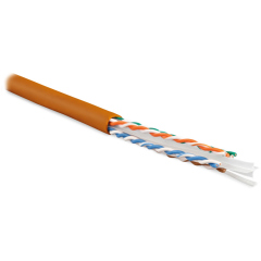 Кабель витая пара Hyperline UUTP4-C6-S23-IN-LSLTX-OR-305 (305 м) неэкранированная U/UTP, категория 6, 4 пары (23 AWG), одножильный (solid), с разделителем, нг(А)-LSLTx, внутренний, оранжевый купить с доставкой по РФ