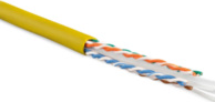 Кабель витая пара Hyperline UUTP4-C6-S23-IN-LSLTX-YL-305 (305 м) неэкранированная U/UTP, категория 6, 4 пары (23 AWG), одножильный (solid), с разделителем, нг(А)-LSLTx, внутренний, желтый купить с доставкой по РФ