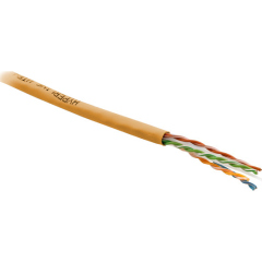 Кабель витая пара  Hyperline UUTP4-C6-S23-IN-PVC-OR-305 (305 м)  неэкранированная U/UTP, категория 6, 4 пары (23 AWG), одножильный (solid), с разделителем, PVC, –20°C – +75°C, оранжевый купить с доставкой по РФ