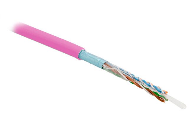 Кабель витая пара  Hyperline UUTP4-C6-S23-IN-PVC-PK-305 (305 м) неэкранированная U/UTP, категория 6, 4 пары (23 AWG), одножильный (solid), с разделителем, PVC, –20°C – +75°C, розовый купить с доставкой по РФ