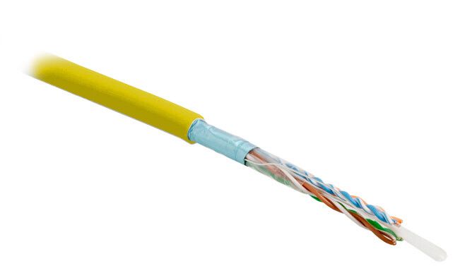 Кабель витая пара  Hyperline UUTP4-C6-S23-IN-PVC-YL-305 (305 м) неэкранированная U/UTP, категория 6, 4 пары (23 AWG), одножильный (solid), с разделителем, PVC, –20°C – +75°C, желтый купить с доставкой по РФ