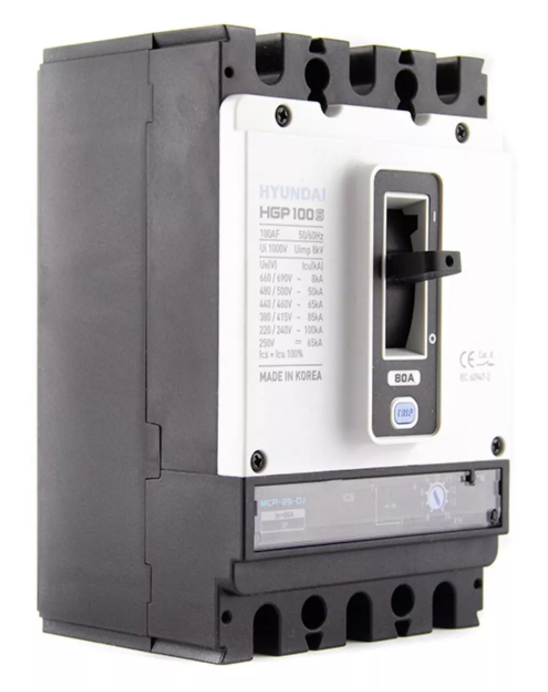 Автоматический выключатель HYUNDAI HGP100S-G 3PMPS0000C 00080 80А ток к.з. 85кА АС380/415В тип G купить с доставкой по РФ