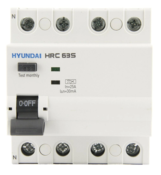 Устройство защитного отключения HYUNDAI HRC63S 4PG4S0000C 00040F 4 полюса, 40A, 30mA (STANDARD), тип A купить с доставкой по РФ