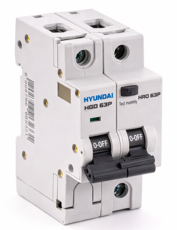 Дифференциальный автомат HYUNDAI HRO63P 2PG4C0000C 00016F 2 полюса 16А, ток к.з. 10кА,30мА, тип A (STANDARD) купить с доставкой по РФ