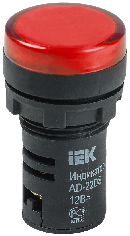 Сигнальная лампа IEK AD-22DS 12В AC/DC красная