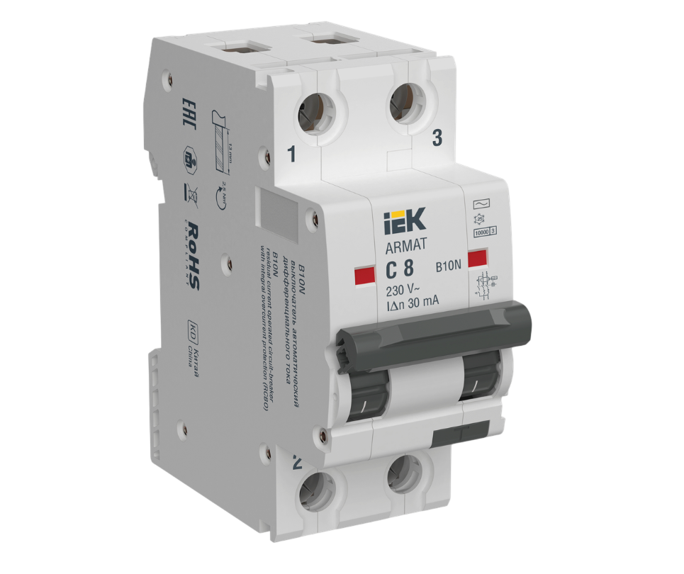 Устройство защитного отключения IEK B10N 2P C8 30мА AC купить с доставкой по РФ