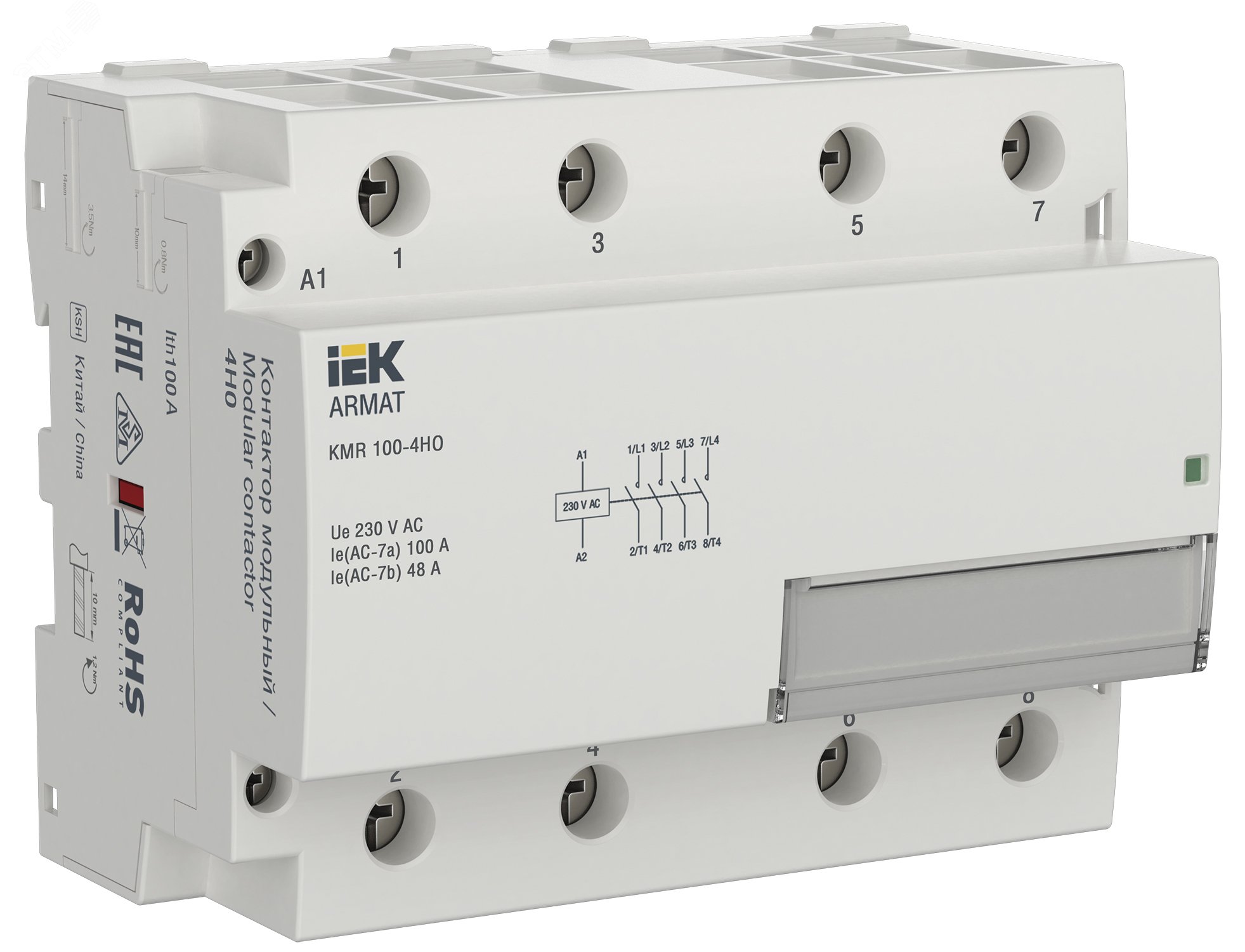 Контактор IEK ARMAT модульный KMR 100А 230В AC 4НО