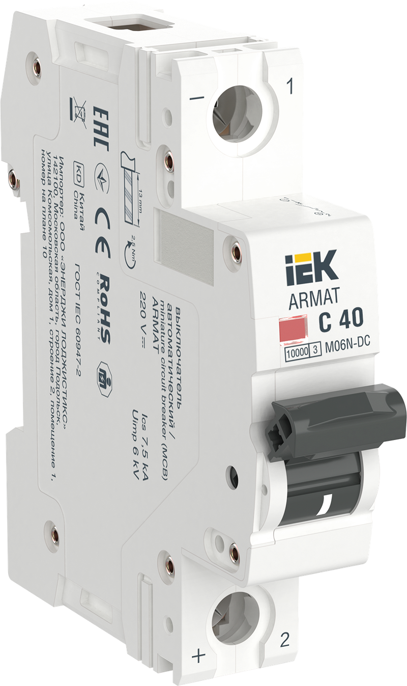 Автоматический выключатель IEK ARMAT M06N-DC 1P C 40А
