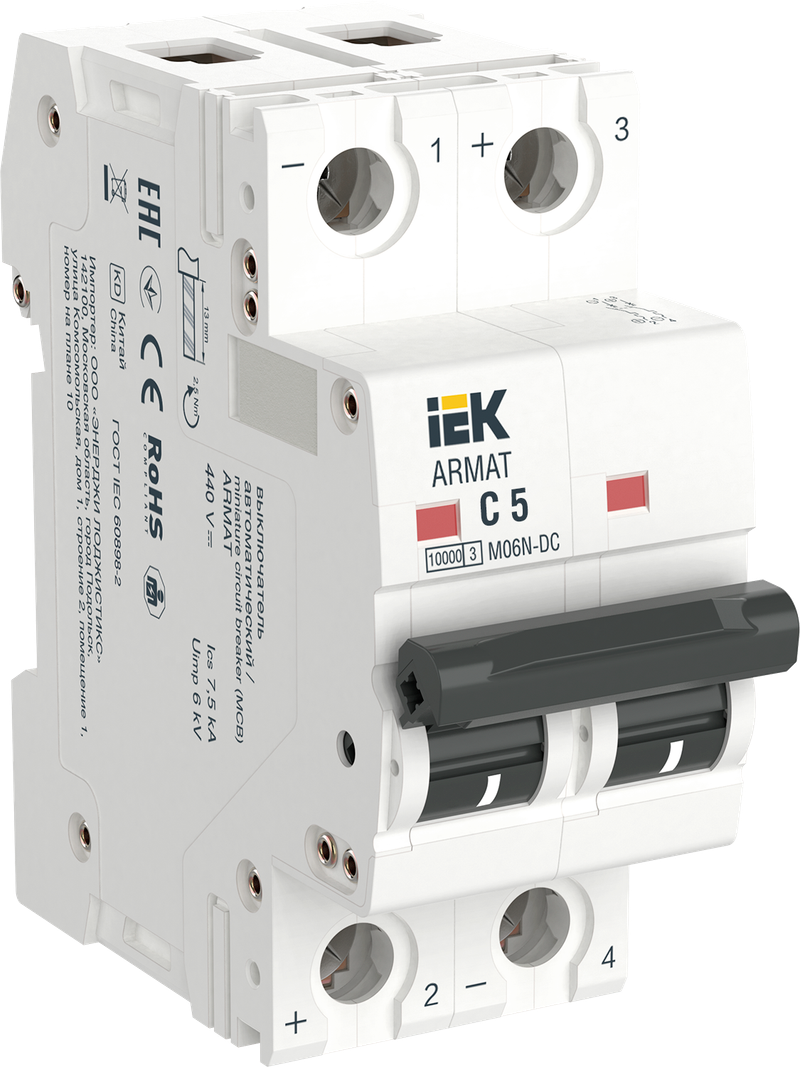 Автоматический выключатель IEK ARMAT M06N-DC 2P C 5А