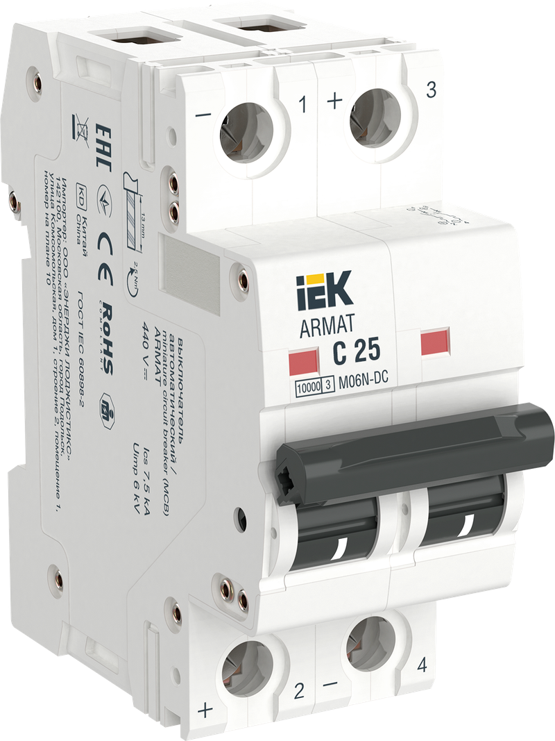 Автоматический выключатель IEK ARMAT M06N-DC 2P C 25А