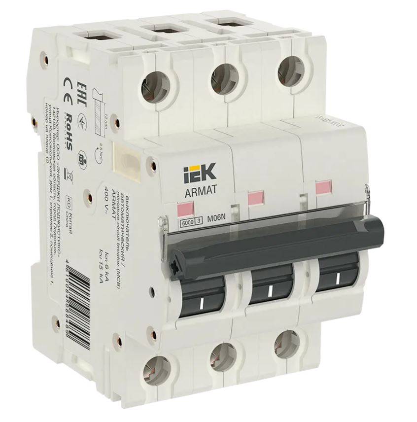 Выключатель автоматический IEK ARMAT 6А 3П B 6кА