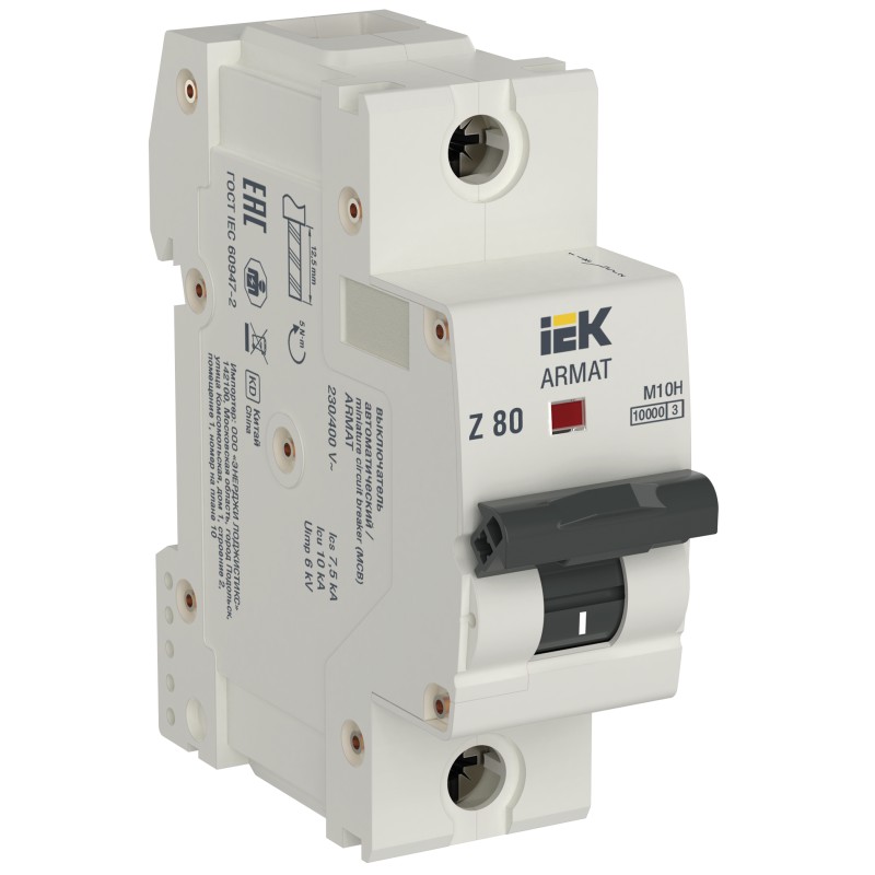 Автоматический выключатель IEK ARMAT M10H, 1P, 80А, характеристика Z
