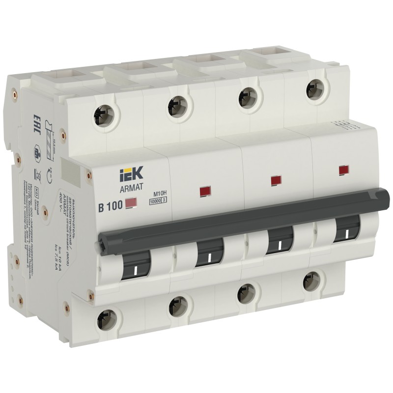 Автоматический выключатель IEK ARMAT M10H, 4P, 100А, характеристика B