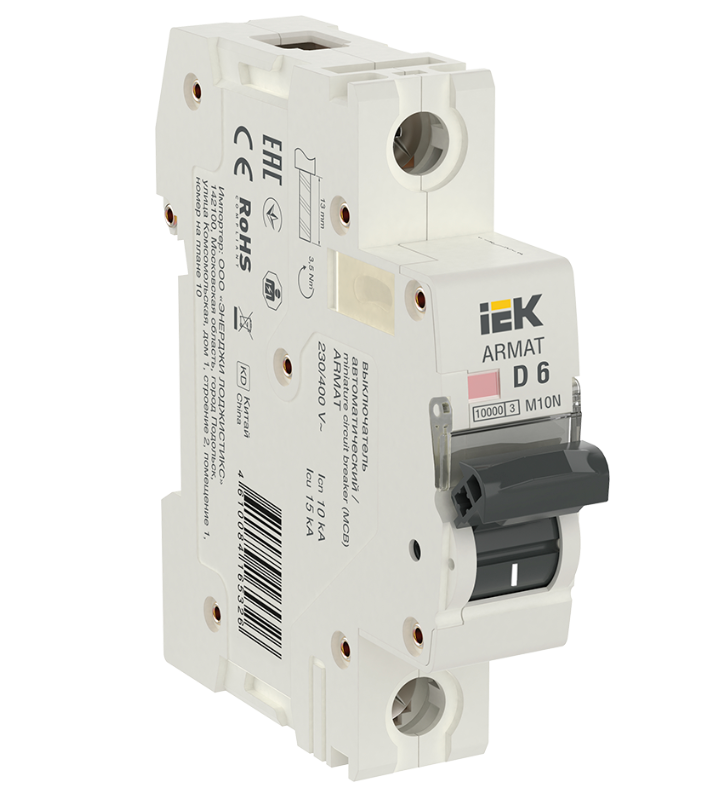 Автоматический выключатель IEK ARMAT M10N 1P D 6А