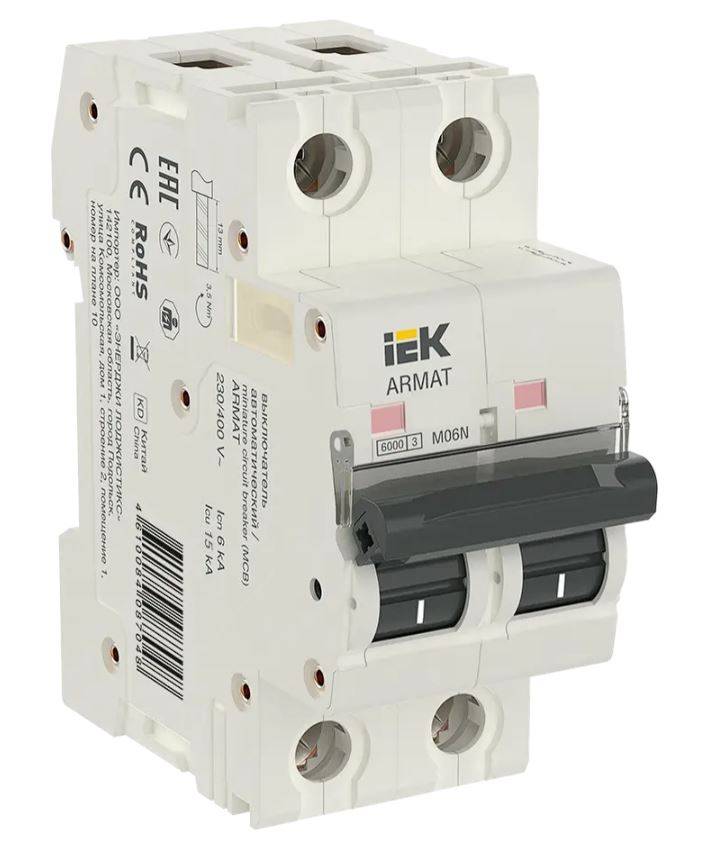 Выключатель автоматический IEK ARMAT 6А 2П C 10кА