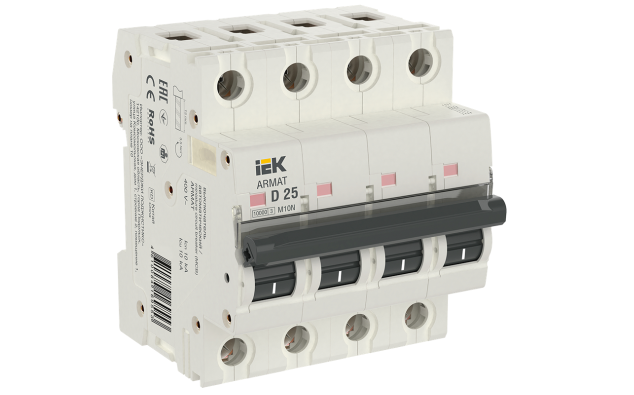 Автоматический выключатель IEK ARMAT четырехполюсный D 25А M10N