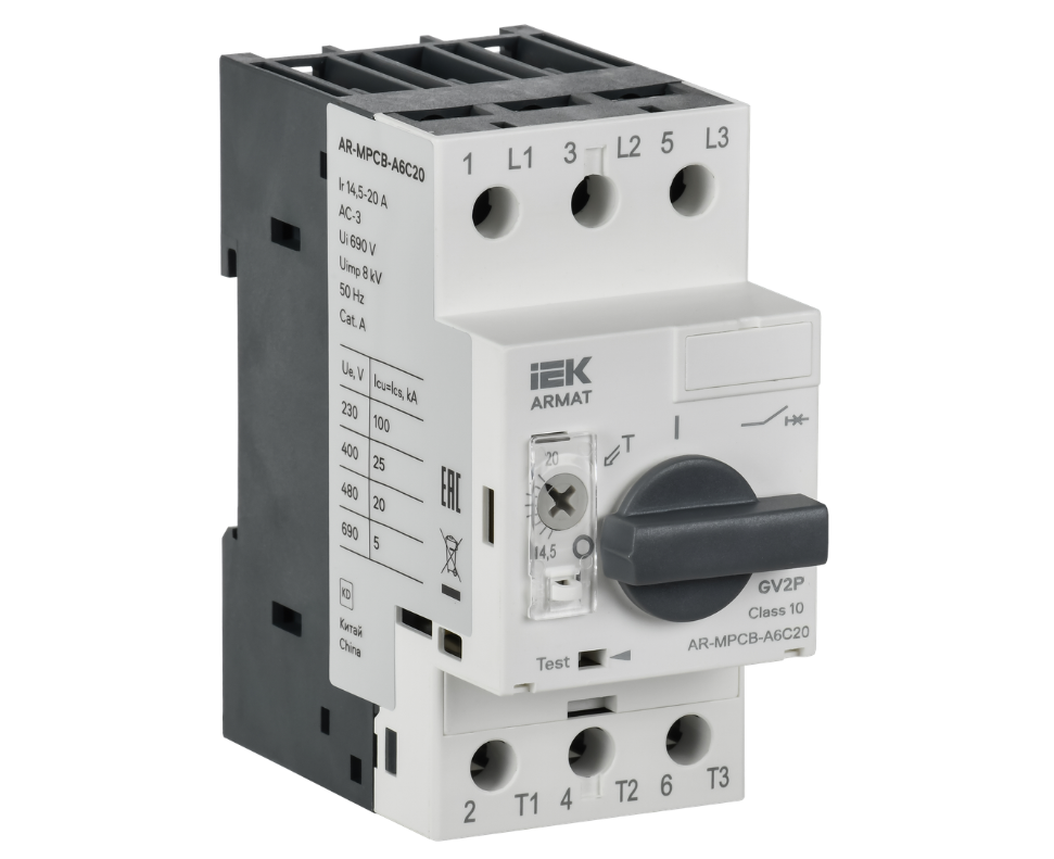Автоматический выключатель защиты двигателя ARMAT A6 GV2P 14,5-20А IEK AR-MPCB-A6C20 IEK