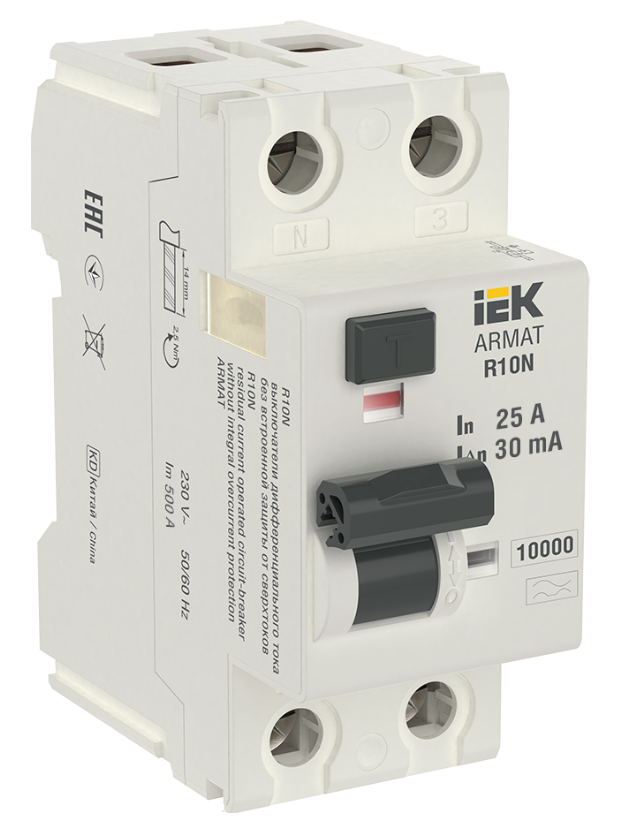 Выключатель дифференциального тока IEK ARMAT R10N 2P 25А 30мА тип A