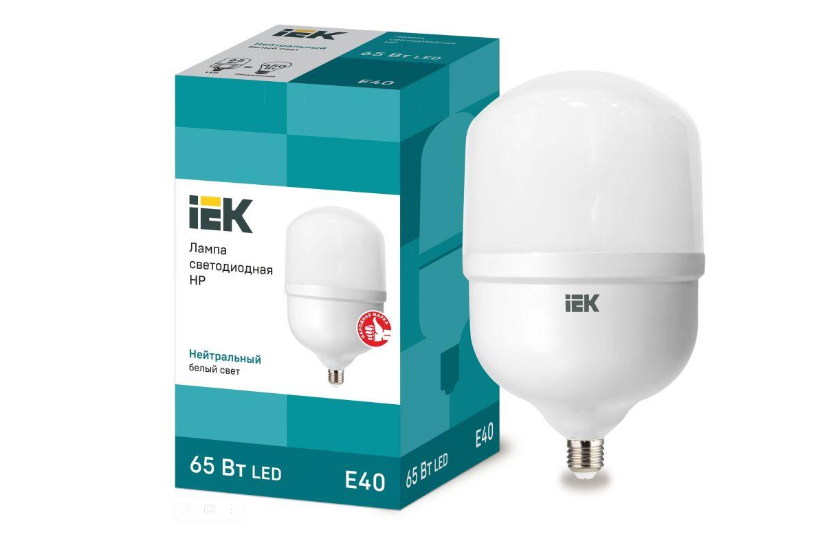 Лампа светодиодная IEK HP 65Вт 4000К нейтр. бел. E40 230В