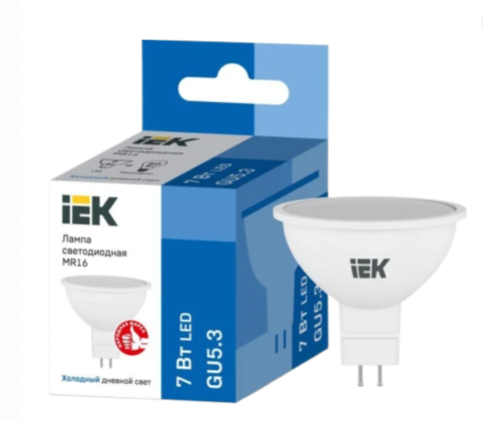 Лампа светодиодная IEK ECO MR16 софит 7Вт 230В 6500К GU5.3