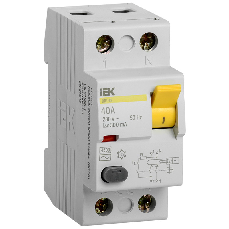 Выключатель автоматический IEK MDV10-2-040-300 2п 40A 300mA тип AC ВД1-63